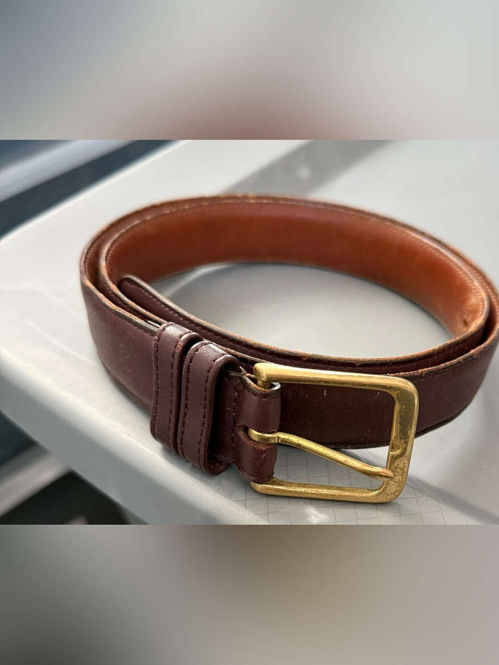 Coach Brown Leather 5800 Brass Buckle Belt Vintage 85cm